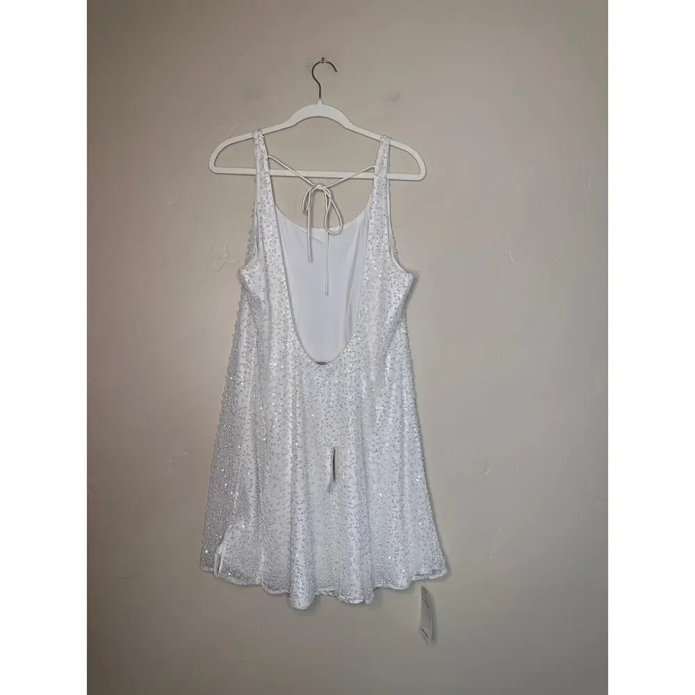 NWT Abercrombie & Fitch White Beaded Sleeveless Dress XL